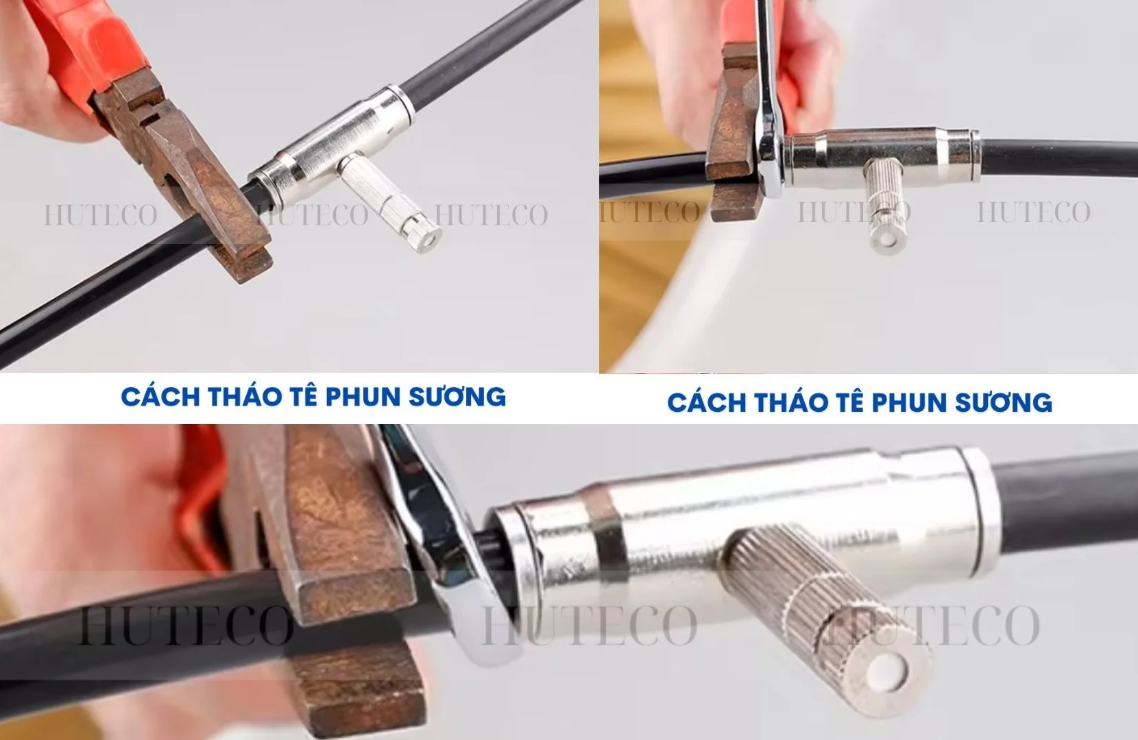 Tê Inox đầu nối nhanh phun sương 5 cach thao